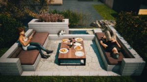 Neo_strefa wypoczynkowa z fontanną(1) Fontanna – Lato coraz bliżej, a wraz z nim gorące dni i wieczory – Stwórz fontannę w swoim ogrodzie!